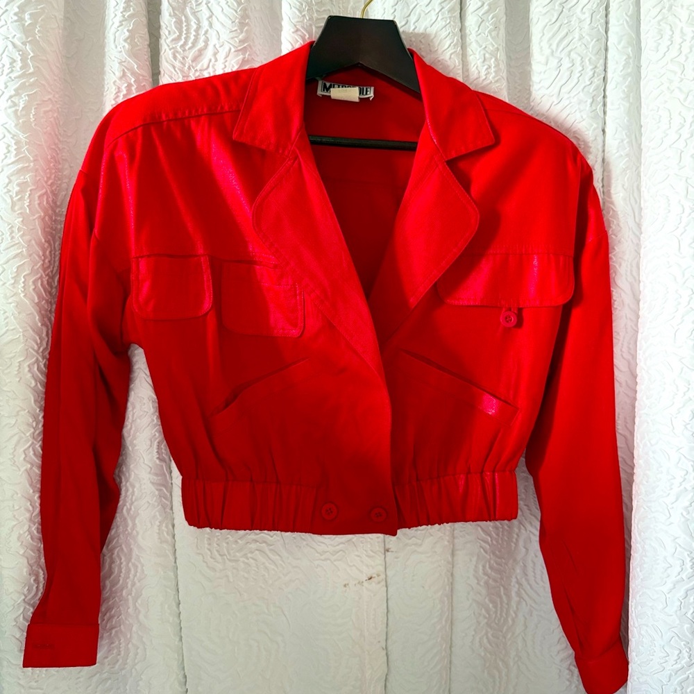 VTG Metropole Blazer Double Breasted Collared Red Sz S
